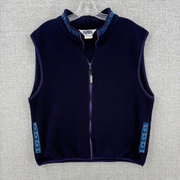 Campmor Other - Vintage Campmor Fleece Vest Mens Large Purple Aztec Trim Full Zip Gorpcore